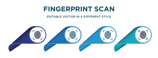 Poster - fingerprint scan icon in 4 different styles such as filled, color, glyph, colorful, lineal color. set of vector for web, mobile, ui