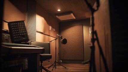 Poster - Recording studio A soundproofed room equipped. AI generated
