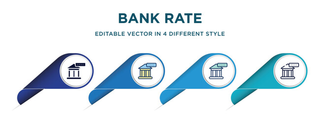 Poster - bank rate icon in 4 different styles such as filled, color, glyph, colorful, lineal color. set of vector for web, mobile, ui