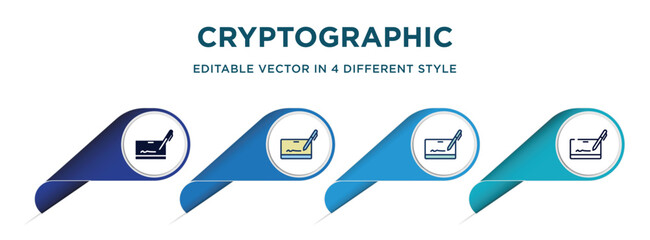 Poster - cryptographic icon in 4 different styles such as filled, color, glyph, colorful, lineal color. set of vector for web, mobile, ui