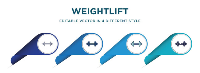 Poster - weightlift icon in 4 different styles such as filled, color, glyph, colorful, lineal color. set of vector for web, mobile, ui
