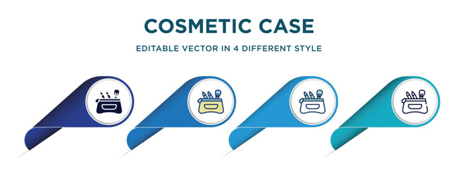 Poster - cosmetic case icon in 4 different styles such as filled, color, glyph, colorful, lineal color. set of vector for web, mobile, ui