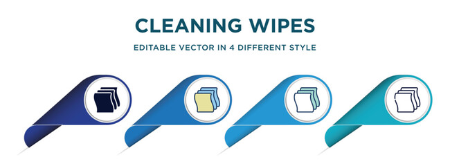 Wall Mural - cleaning wipes icon in 4 different styles such as filled, color, glyph, colorful, lineal color. set of vector for web, mobile, ui