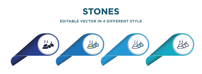 stones icon in 4 different styles such as filled, color, glyph, colorful, lineal color. set of vector for web, mobile, ui