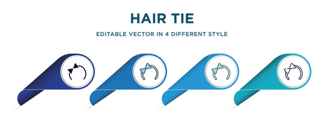 Poster - hair tie icon in 4 different styles such as filled, color, glyph, colorful, lineal color. set of vector for web, mobile, ui
