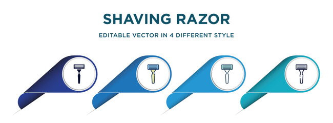 Poster - shaving razor icon in 4 different styles such as filled, color, glyph, colorful, lineal color. set of vector for web, mobile, ui