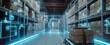 © InfiniteFlow - Smart warehouse with transporter robots and holographic dashboard. Generative AI AIG21.