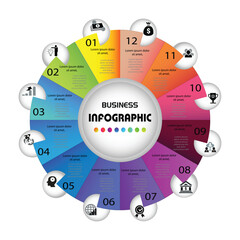 Wall Mural - Vector circle infographic template for 12 options