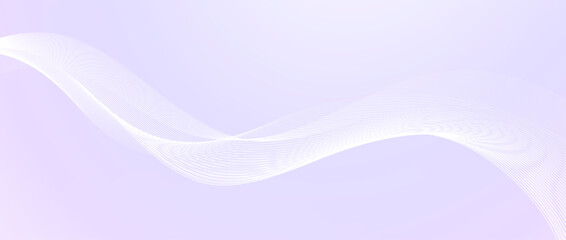 Flowing wave lines design. Abstract smooth curved stripes template. White fluid shape on light purple background. Horizontal vector wallpaper