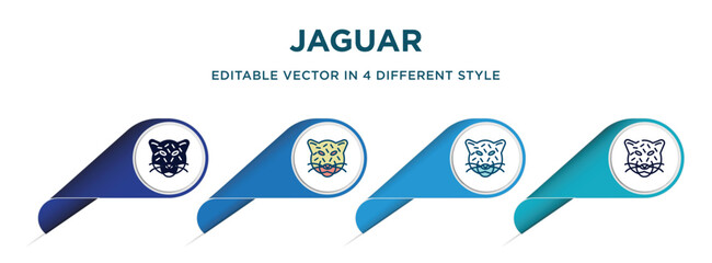 Poster - jaguar icon in 4 different styles such as filled, color, glyph, colorful, lineal color. set of vector for web, mobile, ui