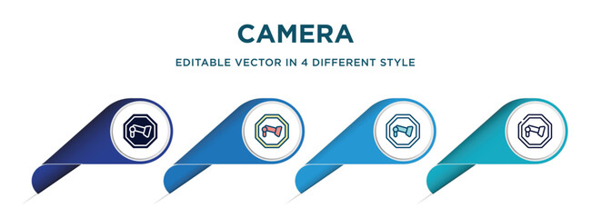 Poster - camera icon in 4 different styles such as filled, color, glyph, colorful, lineal color. set of vector for web, mobile, ui
