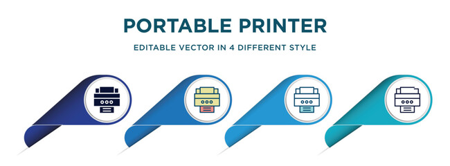 Poster - portable printer icon in 4 different styles such as filled, color, glyph, colorful, lineal color. set of vector for web, mobile, ui