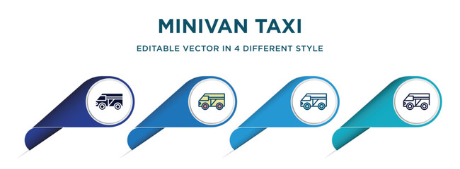 Poster - minivan taxi icon in 4 different styles such as filled, color, glyph, colorful, lineal color. set of vector for web, mobile, ui