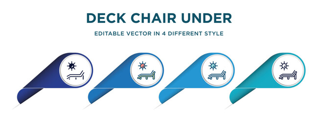 Poster - deck chair under the sun icon in 4 different styles such as filled, color, glyph, colorful, lineal color. set of vector for web, mobile, ui