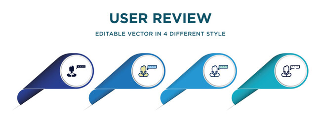 Poster - user review icon in 4 different styles such as filled, color, glyph, colorful, lineal color. set of vector for web, mobile, ui