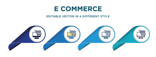 Poster - e commerce icon in 4 different styles such as filled, color, glyph, colorful, lineal color. set of v