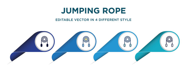 Poster - jumping rope icon in 4 different styles such as filled, color, glyph, colorful, lineal color. set of vector for web, mobile, ui