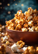 Close up Golden Caramel Popcorn in a Bowl