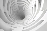 Fototapeta Perspektywa 3d - 3d rendering, abstract futuristic background. White spiral tunnel.