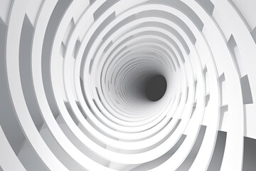 Wall Mural - 3d rendering, abstract futuristic background. White spiral tunnel.