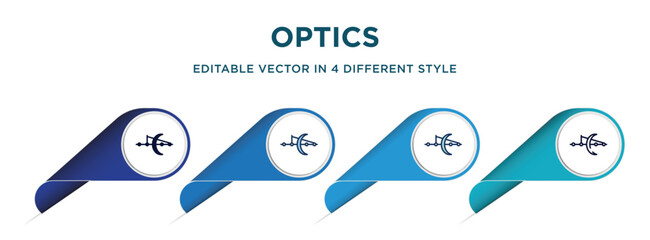 Poster - optics icon in 4 different styles such as filled, color, glyph, colorful, lineal color. set of vector for web, mobile, ui