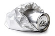 Empty crumpled can isolated on a white background