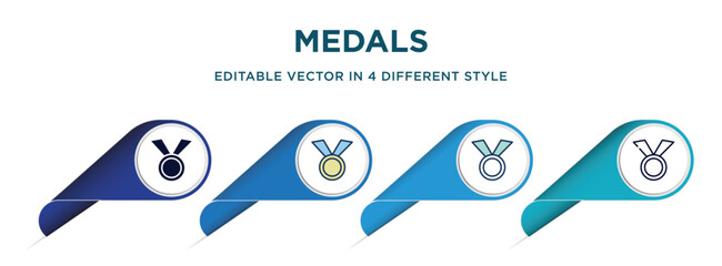 Poster - medals icon in 4 different styles such as filled, color, glyph, colorful, lineal color. set of vector for web, mobile, ui