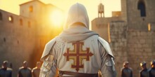 Templar Knights In The Crusade Arriving In Holy Land, Generative Ai