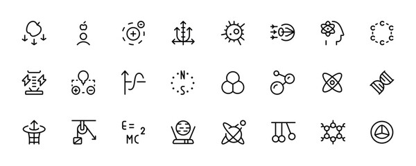 science icon, science activity related vector set design with Editable Stroke. Line, Solid, Flat Line, thin style and Suitable for Web Page, Mobile App, UI, UX design.