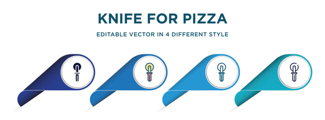 Poster - knife for pizza icon in 4 different styles such as filled, color, glyph, colorful, lineal color. set of vector for web, mobile, ui