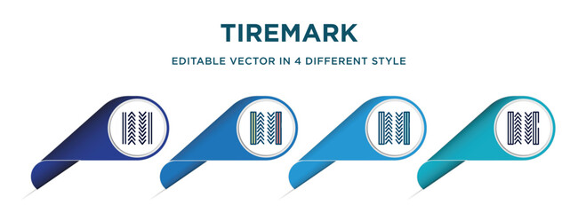Poster - tiremark icon in 4 different styles such as filled, color, glyph, colorful, lineal color. set of vector for web, mobile, ui