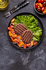 Wall Mural - Fried cutlet for burger with vegetables.