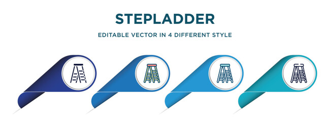 Poster - stepladder icon in 4 different styles such as filled, color, glyph, colorful, lineal color. set of vector for web, mobile, ui