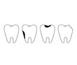 © Elena - Healthy and sick tooth outline doodle icons set. Dentistry, stomatology and dental care concept.