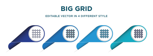 Poster - big grid icon in 4 different styles such as filled, color, glyph, colorful, lineal color. set of vector for web, mobile, ui