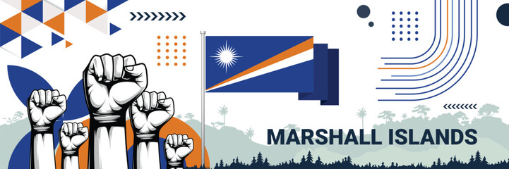 Marshall Islands independence in style with bold and iconic flag colors. raising fist in protest or showing your support, this design is sure to catch the eye and ignite your patriotic spirit!