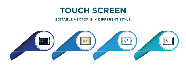 Poster - touch screen icon in 4 different styles such as filled, color, glyph, colorful, lineal color. set of vector for web, mobile, ui