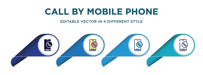 Fototapete - call by mobile phone icon in 4 different styles such as filled, color, glyph, colorful, lineal color. set of vector for web, mobile, ui