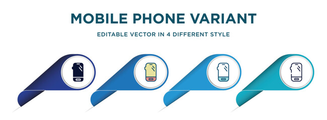 Poster - mobile phone variant icon in 4 different styles such as filled, color, glyph, colorful, lineal color