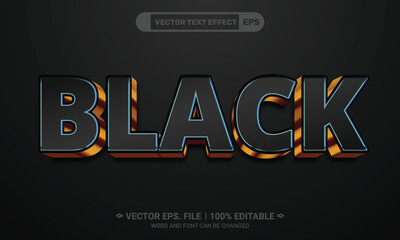 Poster - Black editable 3d vector text effect with a black background