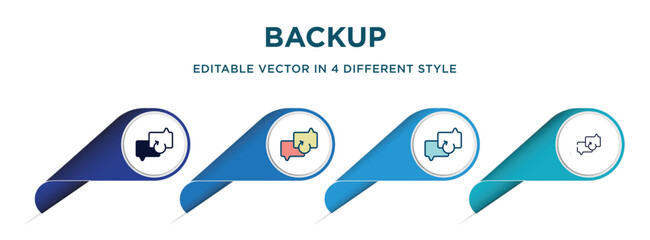 Poster - backup icon in 4 different styles such as filled, color, glyph, colorful, lineal color. set of vector for web, mobile, ui