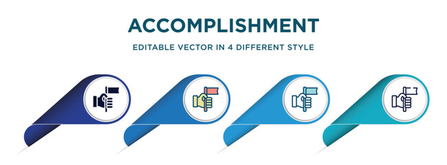 Poster - accomplishment icon in 4 different styles such as filled, color, glyph, colorful, lineal color. set of vector for web, mobile, ui