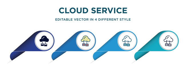 Poster - cloud service icon in 4 different styles such as filled, color, glyph, colorful, lineal color. set of vector for web, mobile, ui