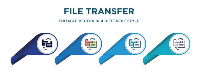 Poster - file transfer icon in 4 different styles such as filled, color, glyph, colorful, lineal color. set of vector for web, mobile, ui