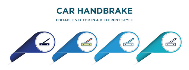 Poster - car handbrake icon in 4 different styles such as filled, color, glyph, colorful, lineal color. set of vector for web, mobile, ui