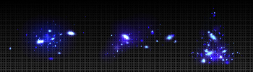 Poster - blue magic firefly glitter shine effect vector set. fluorescent abstract sparkle with stardust textu