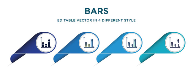 Poster - bars icon in 4 different styles such as filled, color, glyph, colorful, lineal color. set of vector for web, mobile, ui