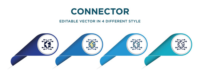 Poster - connector icon in 4 different styles such as filled, color, glyph, colorful, lineal color. set of vector for web, mobile, ui