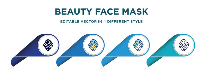 Wall Mural - beauty face mask icon in 4 different styles such as filled, color, glyph, colorful, lineal color. set of vector for web, mobile, ui