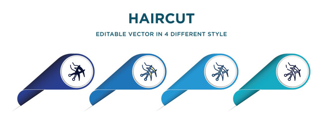 Poster - haircut icon in 4 different styles such as filled, color, glyph, colorful, lineal color. set of vector for web, mobile, ui